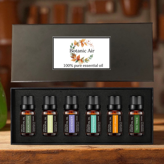 Prémium illóolaj válogatás 6x10ml – 100% tiszta növényi illóolajok ajándék díszdobozban