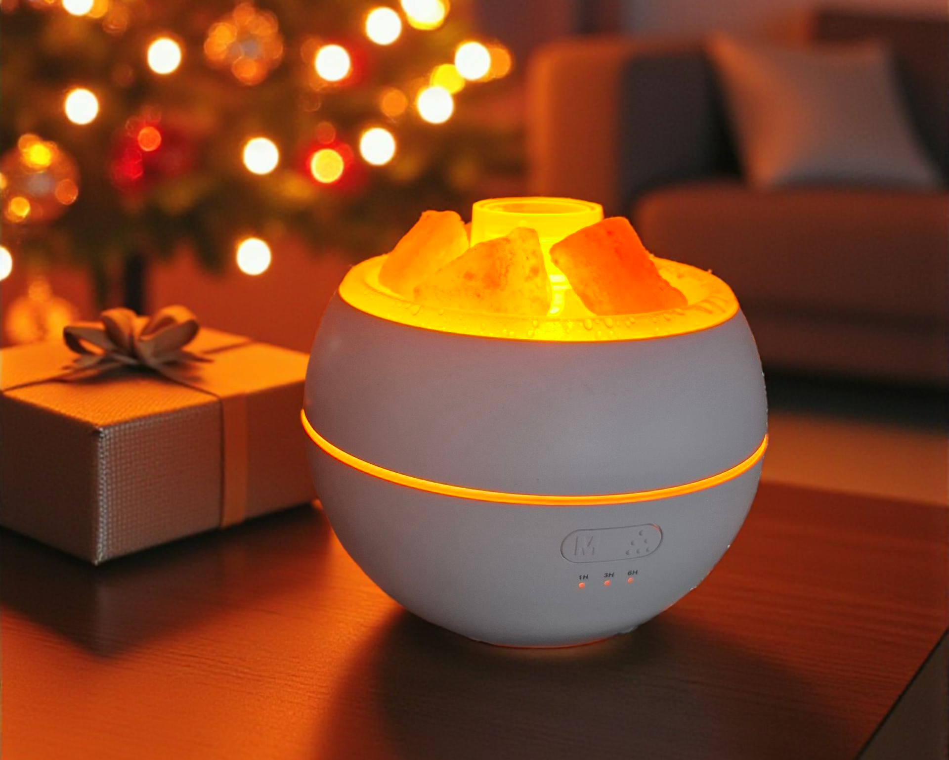 Elektromos, USB-s levegő párásító, aroma diffúzor Himalája sókristályokkal