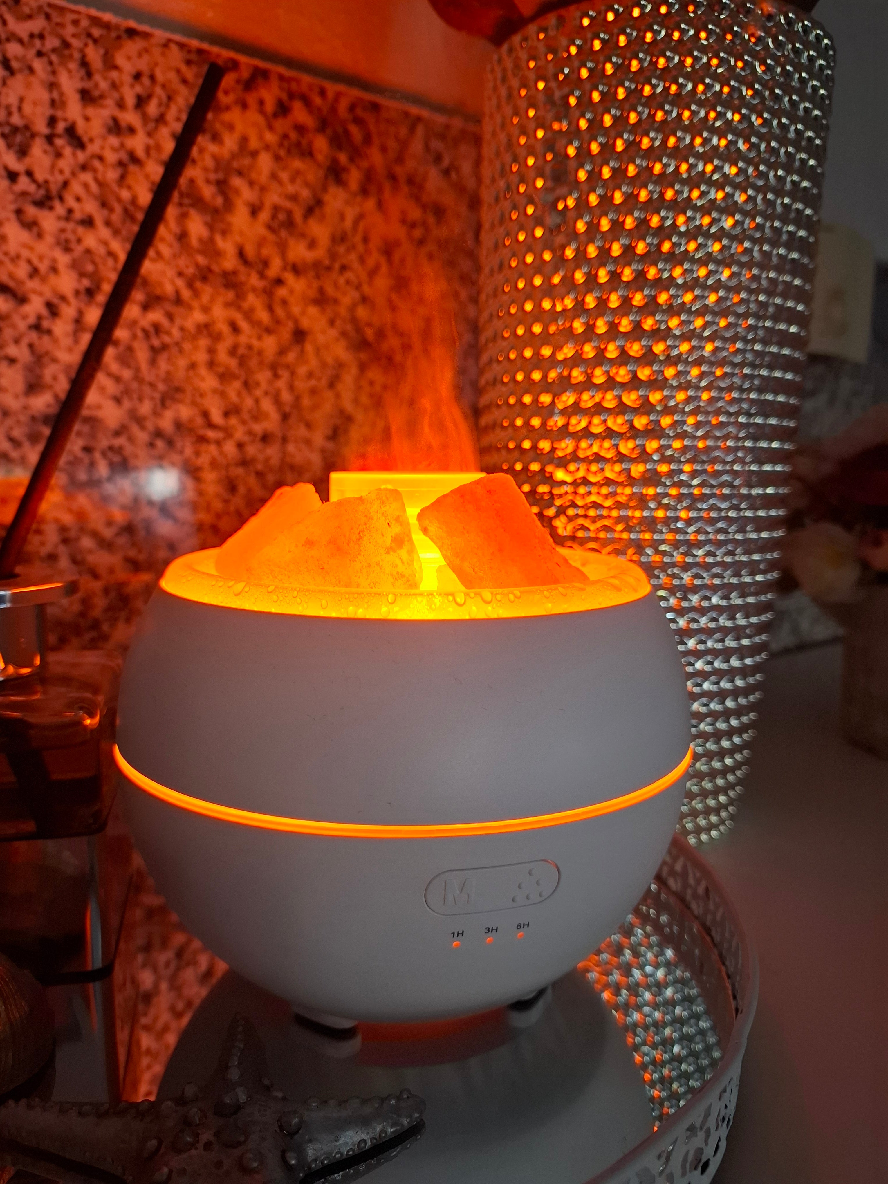 Elektromos, USB-s levegő párásító, aroma diffúzor Himalája sókristályokkal