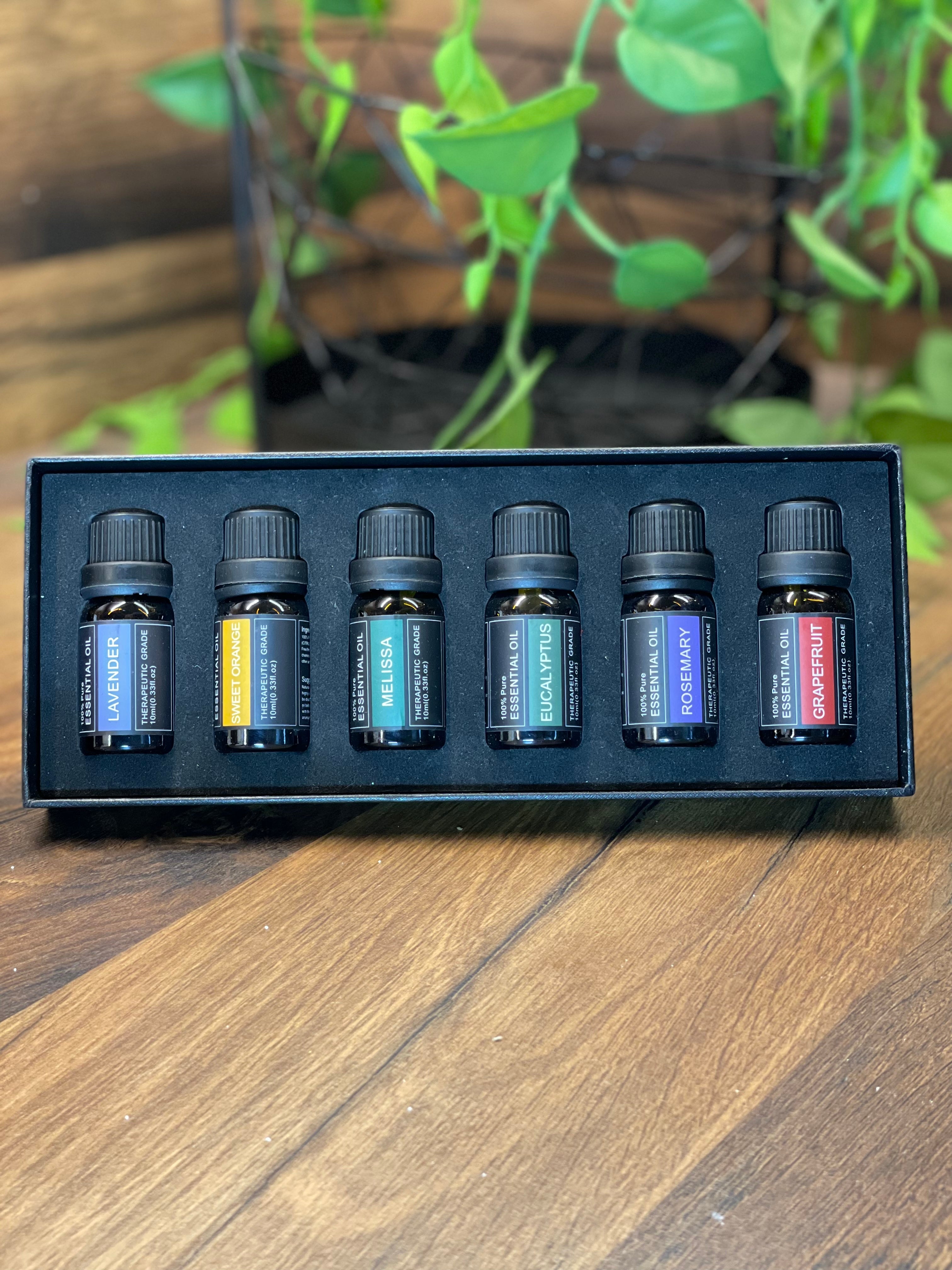 Prémium illóolaj válogatás 6x10ml – 100% tiszta növényi illóolajok ajándék díszdobozban