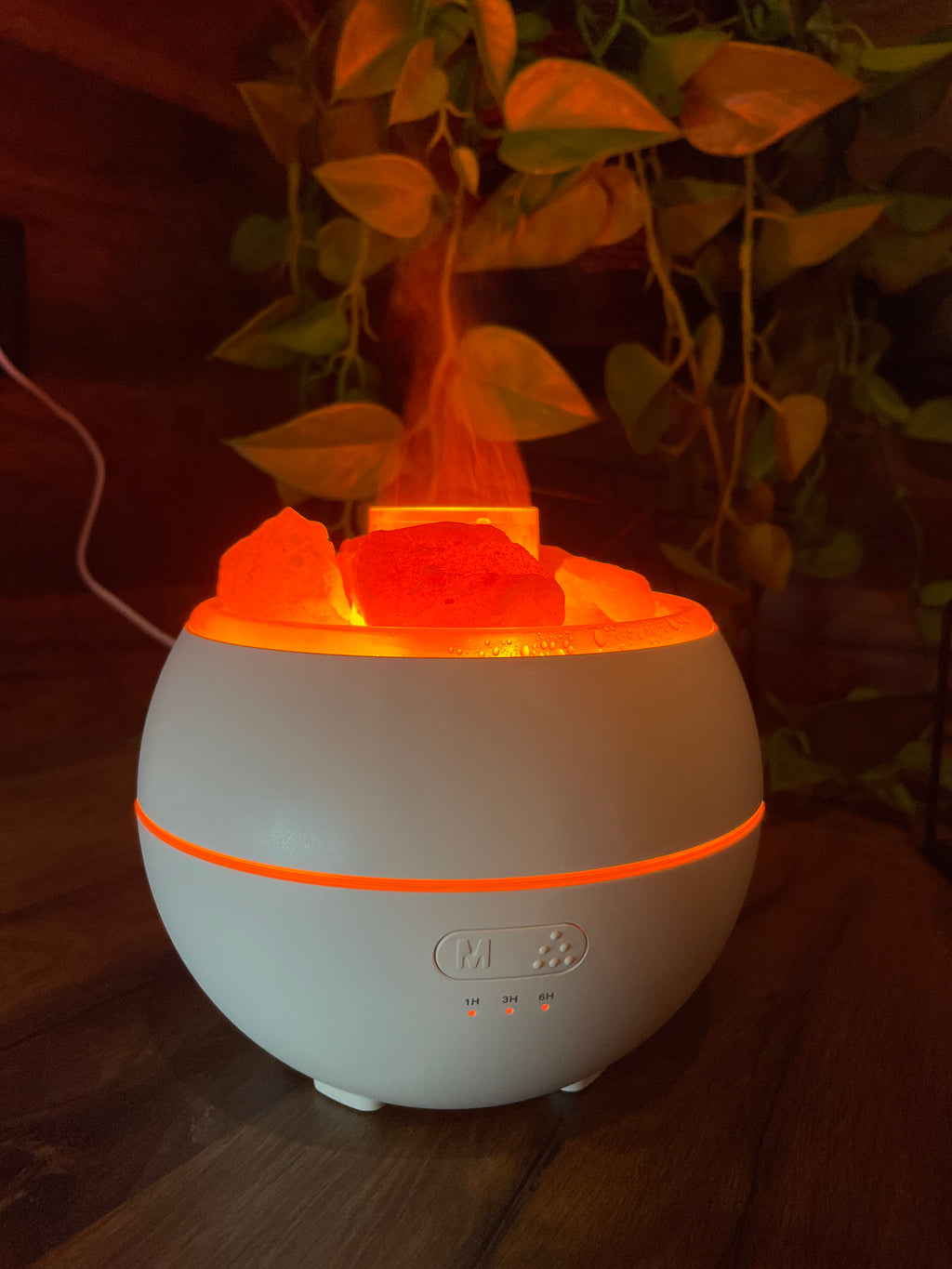 Elektromos, USB-s levegő párásító, aroma diffúzor Himalája sókristályokkal