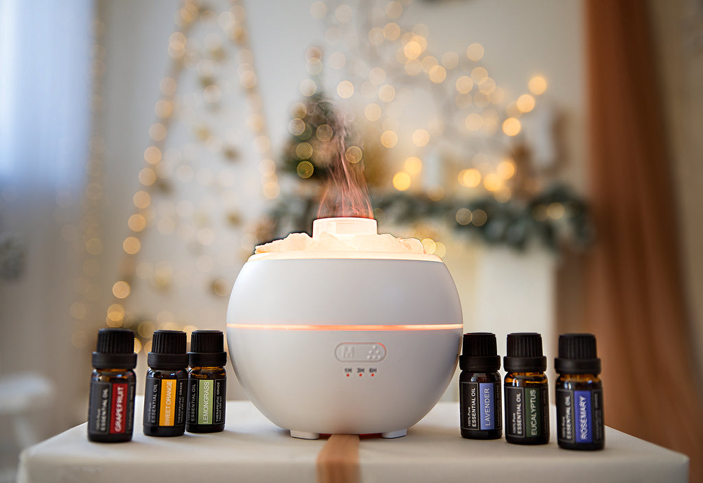 Elektromos, USB-s levegő párásító, aroma diffúzor Himalája sókristályokkal