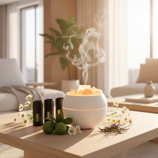 Elektromos, USB-s levegő párásító, aroma diffúzor Himalája sókristályokkal