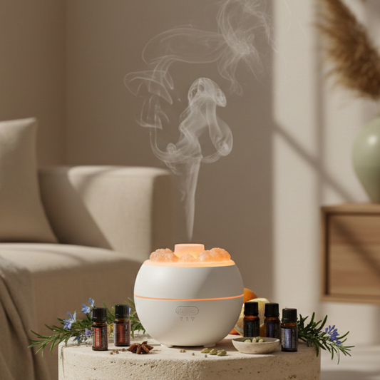 Elektromos, USB-s levegő párásító, aroma diffúzor Himalája sókristályokkal