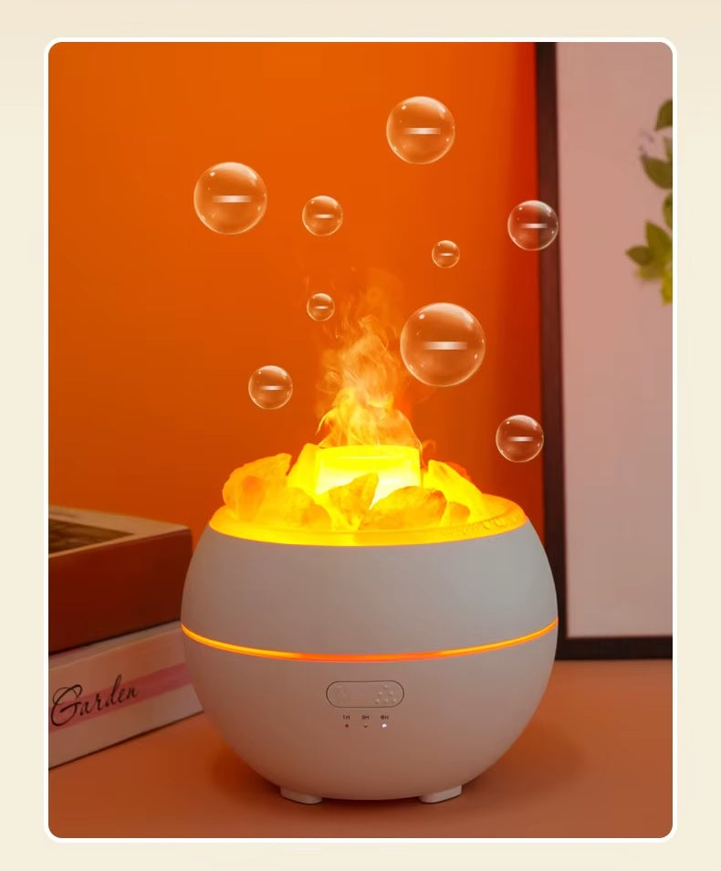Elektromos, USB-s levegő párásító, aroma diffúzor Himalája sóval, ajándék 6 darabos 100%  természetes növényi esszenciális olaj szettel díszdobozban